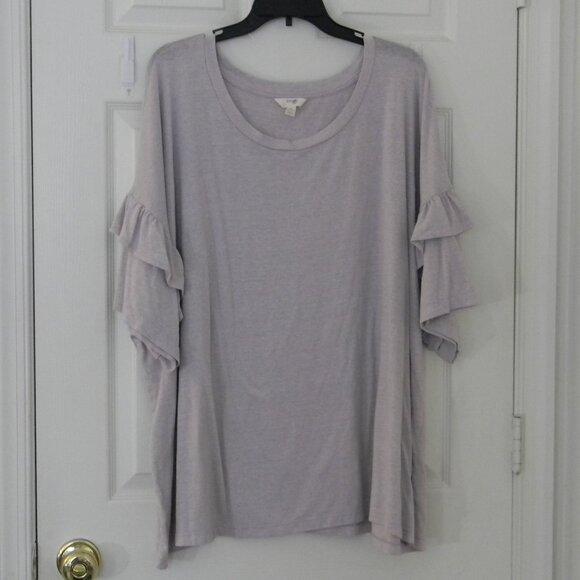 Terra & Sky Lavender Ruffle Tee 4X - Picture 1 of 4